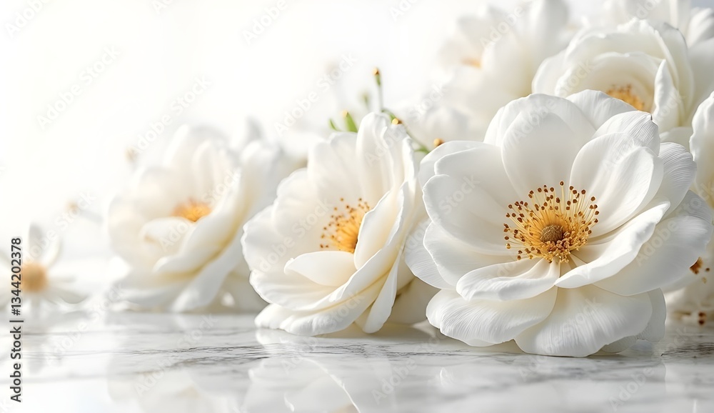 white flowers on a wooden table background. white flowers on a wooden table background.