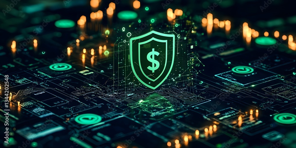custom made wallpaper toronto digitalSecure Digital Payment Concept with Green Shield Symbol and Successful Transaction Icons on Dark