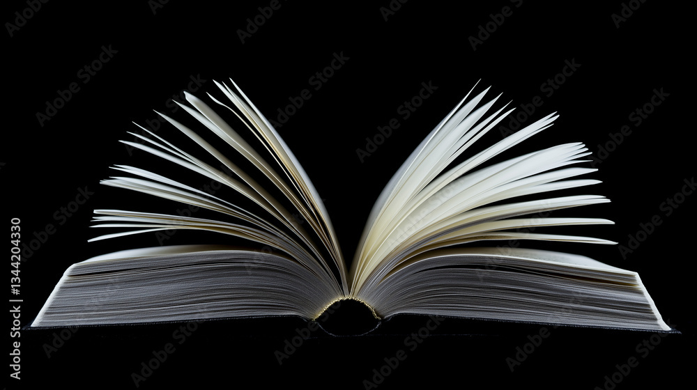 A book open on dark isolation background, Illustration. A book open on dark isolation background, Illustration.