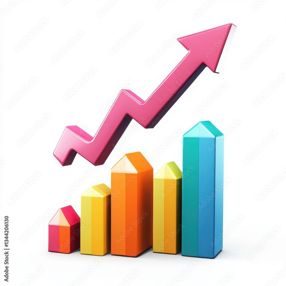 Colorful Bar Graph Showing Exponential Growth and Upward Trend in Business Statistics