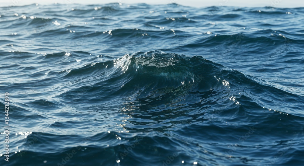 Fototapeta premium Majestic Ocean Waves Deep Blue Water Texture Sea Surface Natural Background