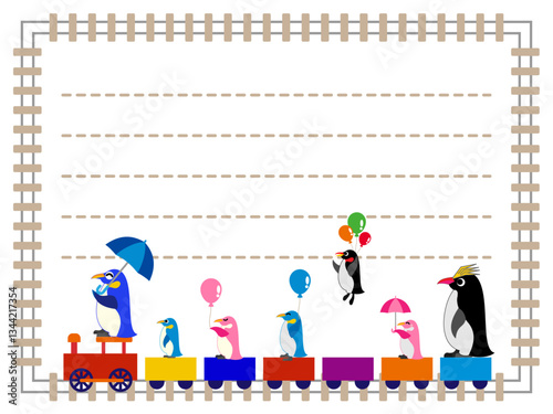 ペンギン■ペンギン＆列車の便箋