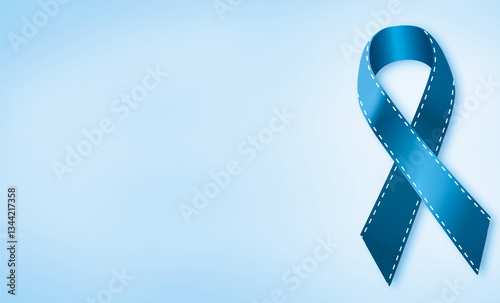 Fight against ovarian cancer - ribbon on blue color background 1