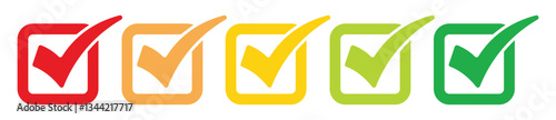A Set of Five Checkmarks in Different Colors