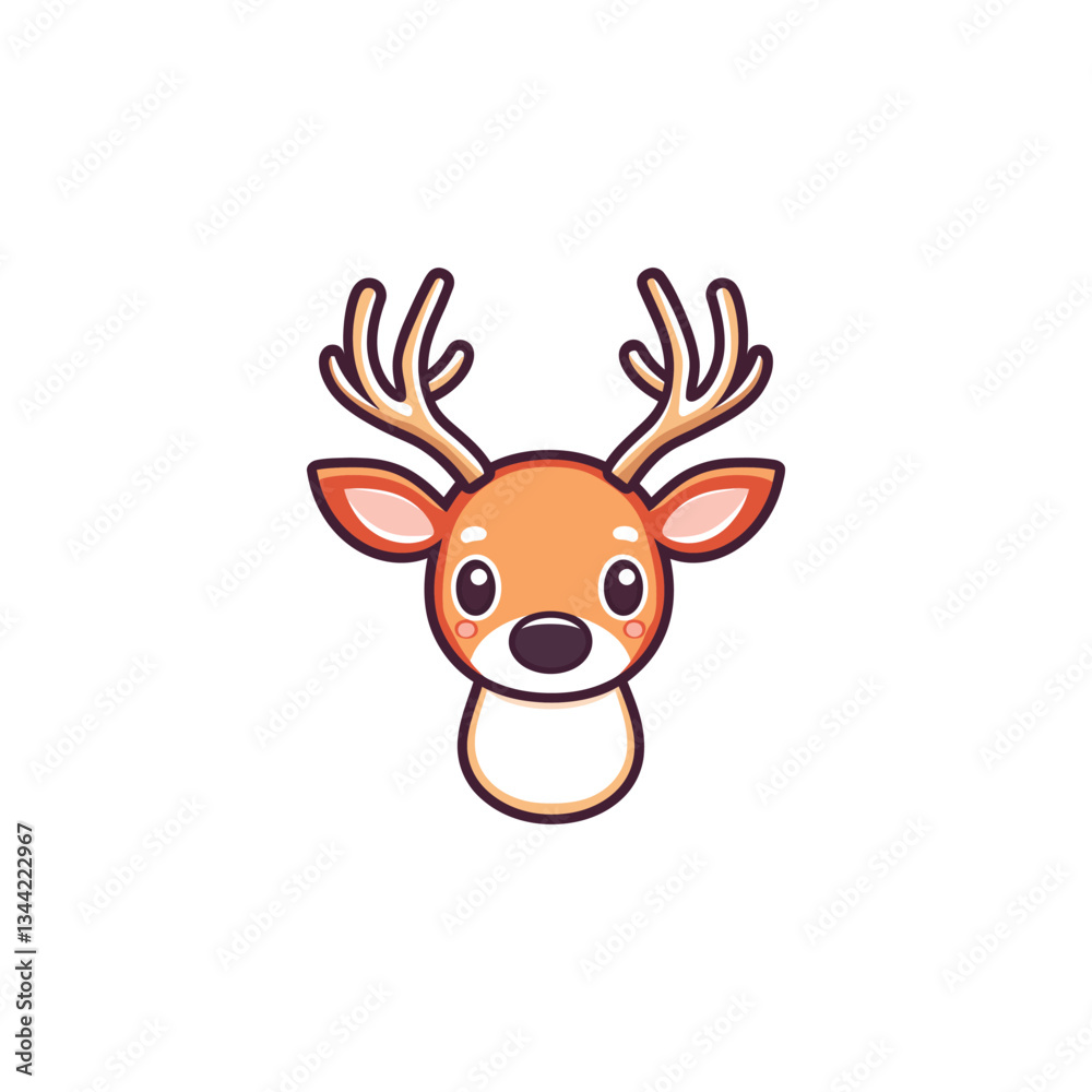 Vector Illustration of a Cute Cartoon Deer Head with Orange and White Features Vector Illustration of a Cute Cartoon Deer Head with Orange and White Features