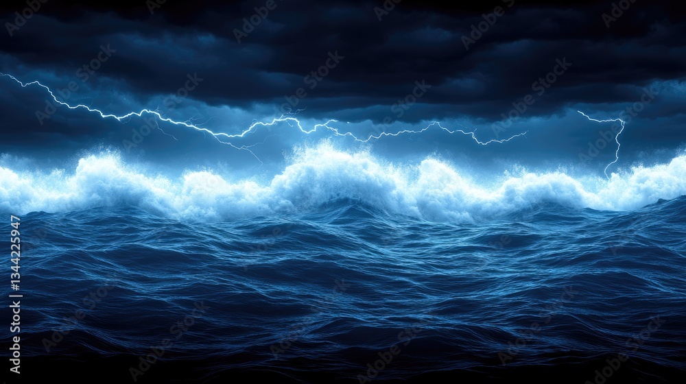 Fototapeta premium Stormy Sea at Night