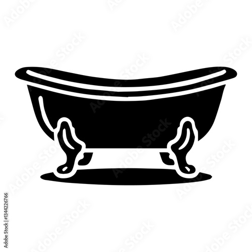 Black and White Silhouette of a Bathtub. Vector illustration