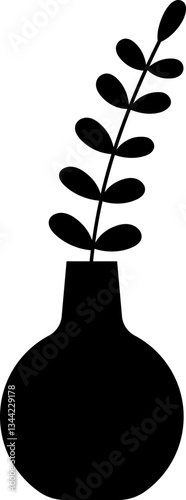 leaves in vase silhouette flat vector illustration.
Plant in Abstract modern pottery silhouette.
Nordic style vase with leaves silhouette isolated.
Good for greeting card,poster, craft and DIY.
