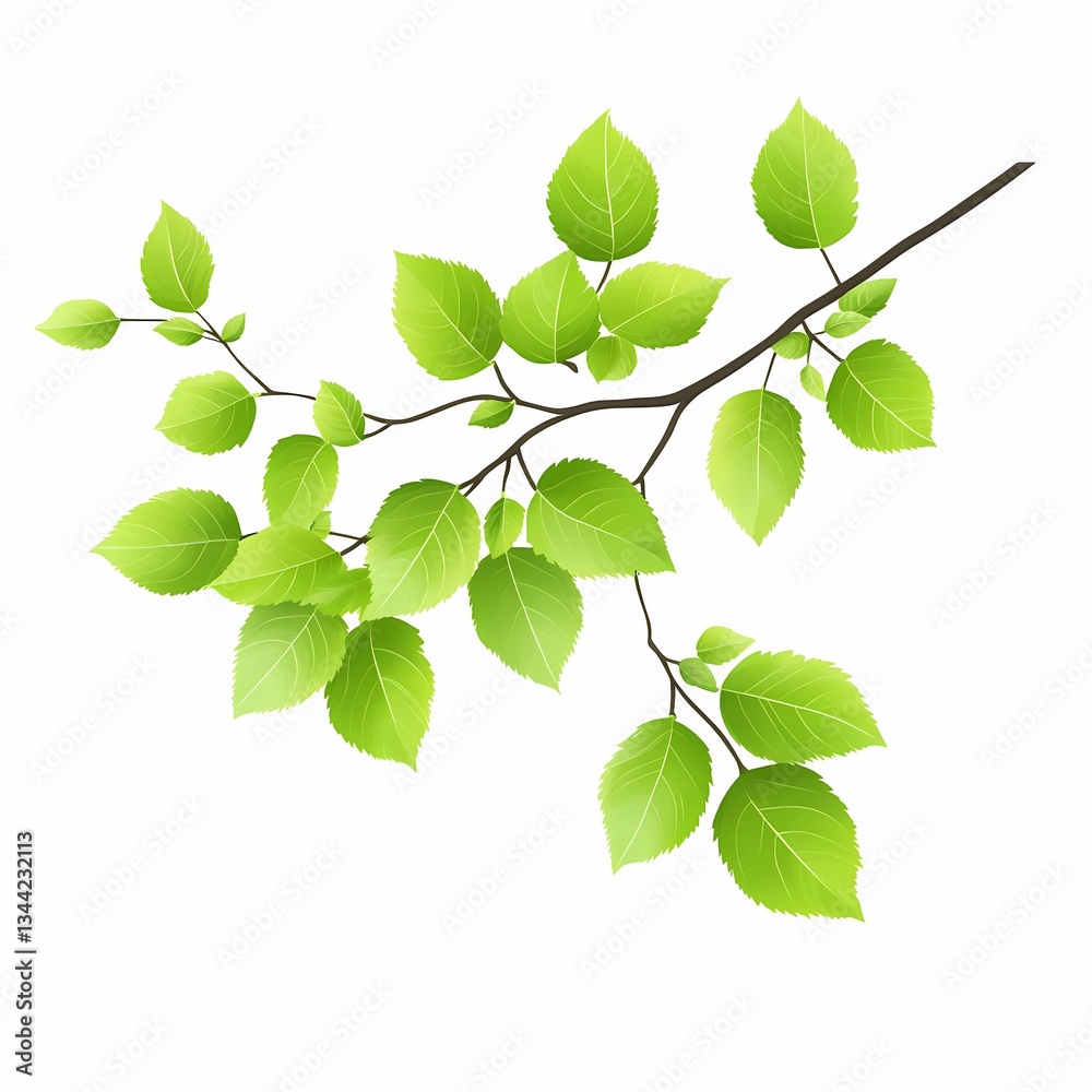 Fototapeta premium Green Branch with Leaves