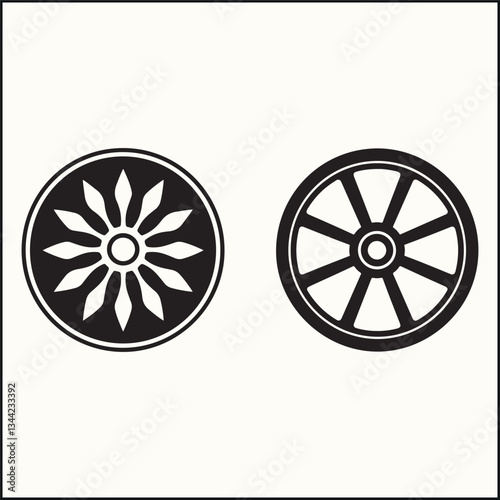 set of car wheels silhouette