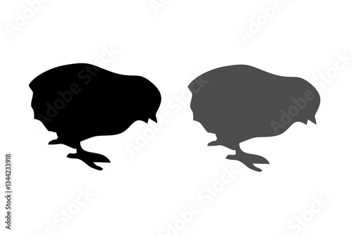 Chickens, quail silhouettes. Cock, chicken, chick. Domestic poultry egg farming. Isolated on white background. Vector illustration for farming products package, poster, banner, card design
