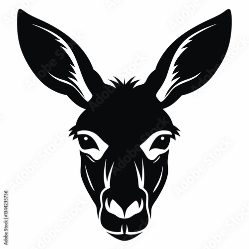 Black and white kangaroo head logo design