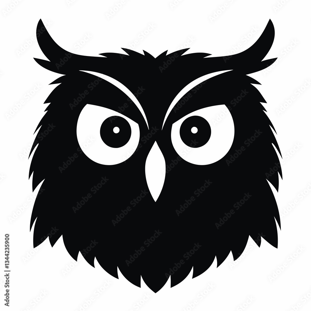 Fototapeta premium Black and white owl head logo design