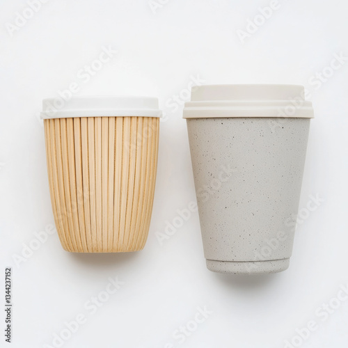 Wallpaper Mural Eco friendly coffee cups made from sustainable materials, showcasing natural aesthetic and modern design. Perfect for environmentally conscious Torontodigital.ca