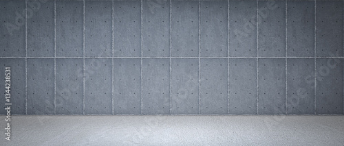 Empty concrete room with grey floor and wall creating a modern and minimalist...