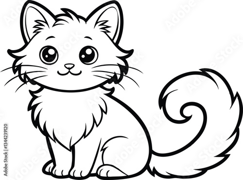 set of cats, set of funny cats, black and white cats on white background.
