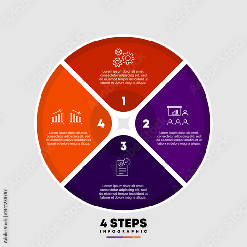 Circle chart infographic template with 4 options for presentations. Vector illustration Eps	
