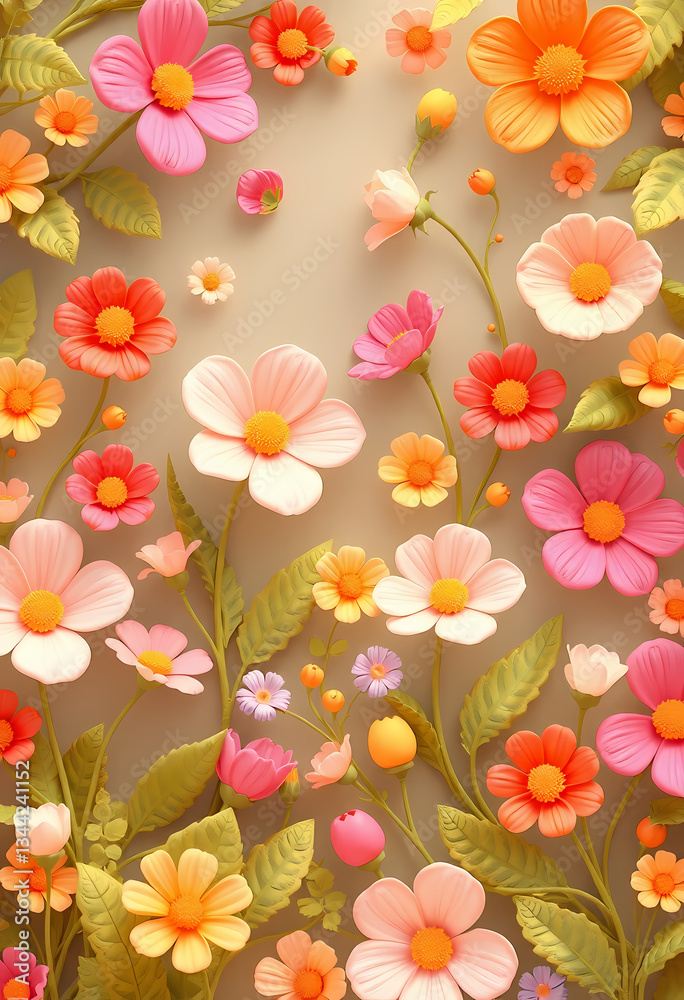 Vibrant Pastel Floral Pattern: Whimsical Botanical Design Featuring Colorful Blossoms and Lush Nature Art Vibrant Pastel Floral Pattern: Whimsical Botanical Design Featuring Colorful Blossoms and Lush Nature Art