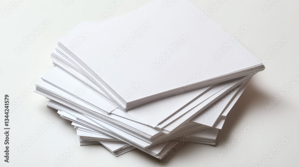 Blank business cards stacked neatly on a white background Blank business cards stacked neatly on a white background