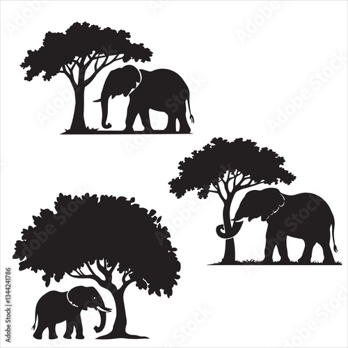 Bear silhouette forest wilderness scene, Silhouette of a bear in the forest, bear 