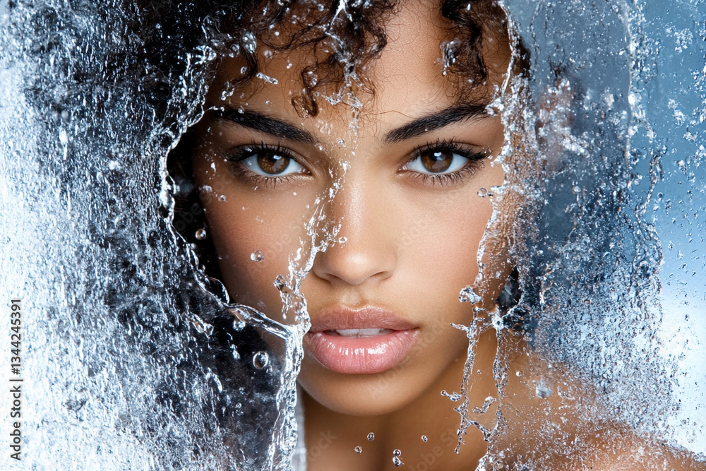 Fototapeta premium Face breaking through water