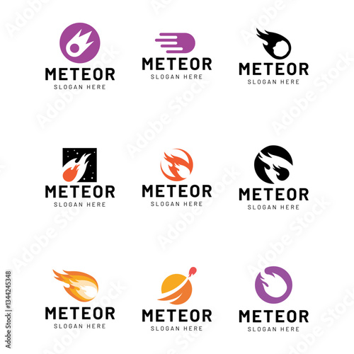Set of Meteor logo template design isolated on white background.