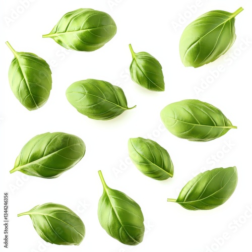 Fresh Organic Basil Leaves: Aromatic Ingredients for Vegetarian Recipes and Gourmet Cuisine