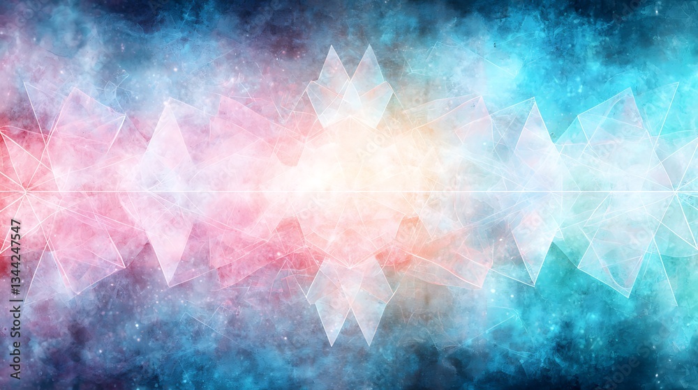 Naklejka premium Abstract, cosmic, geometric design with light and color gradients