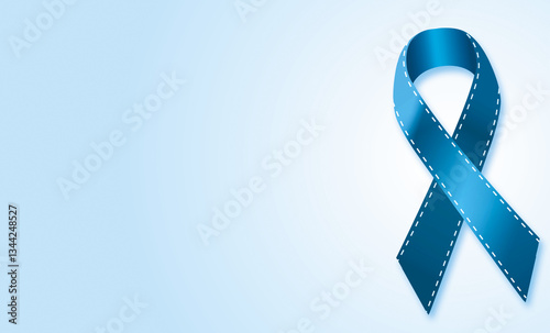 Fight against ovarian cancer - ribbon on light blue background 2