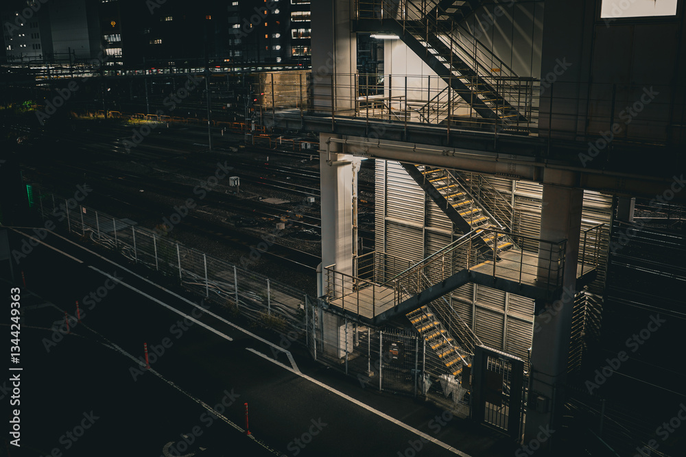 鉄骨階段の夜景