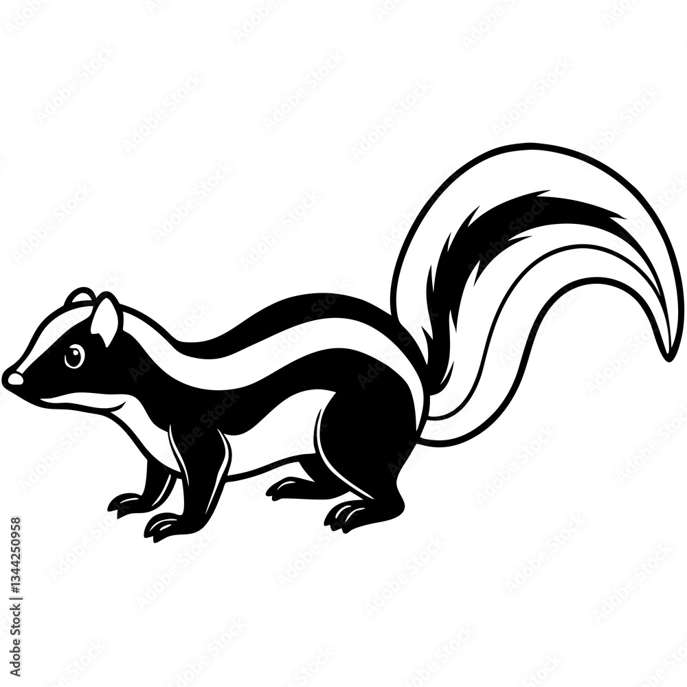 Elegant Skunk Line Drawing Elegant Skunk Line Drawing