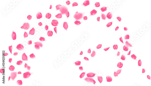 Pink rose petals flying element isolated swirl line decoration freshening in nature background