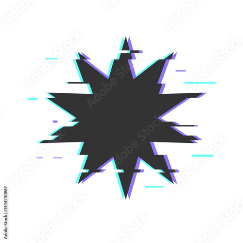 Glitch Art Starburst Icon with Vibrant Colors