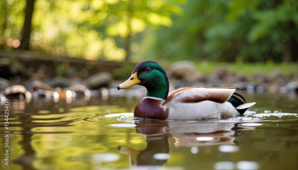 Duck swimming in a tranquil pond Duck swimming in a tranquil pond