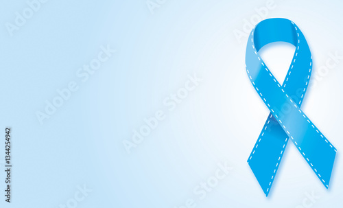 Fight against prostate cancer - ribbon on light blue background 2