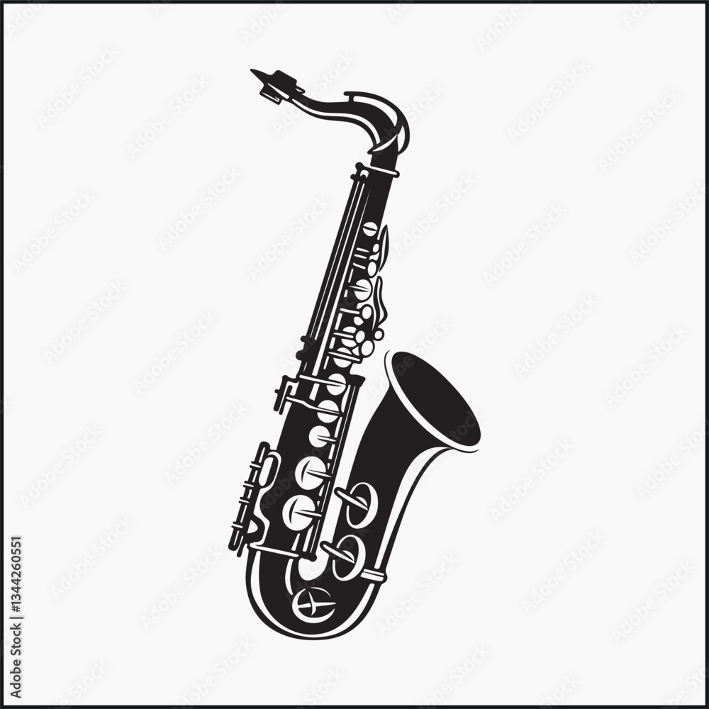 Naklejka premium Saxophone black silhouette 