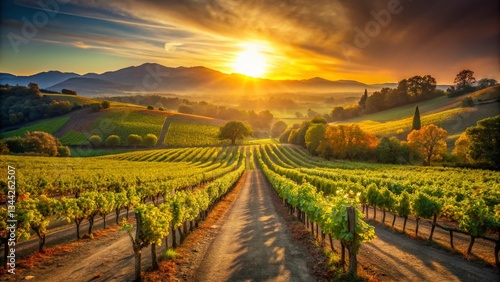 Wallpaper Mural Napa Valley Vineyard Sunset: Golden Hour Landscape Photography Torontodigital.ca