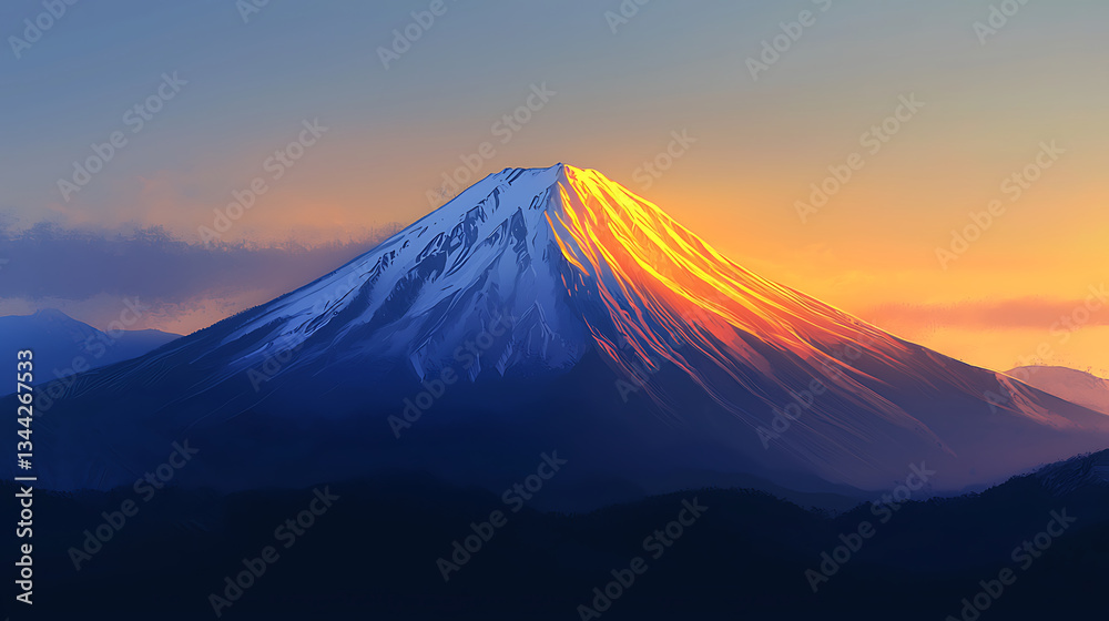 Majestic Snow-Capped Mountains Under a Full Moon with Starry Sky Majestic Snow-Capped Mountains Under a Full Moon with Starry Sky