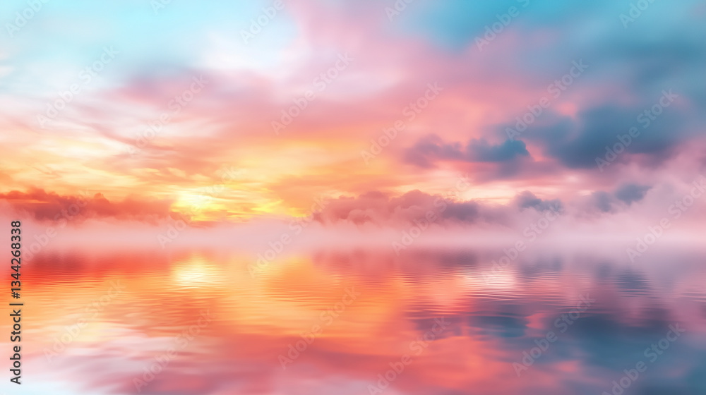 Obraz premium Peaceful Dawn on a River with Rising Fog and Soft Colors