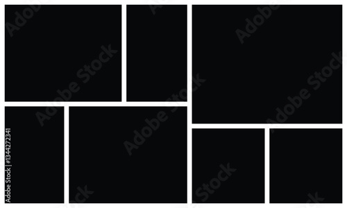 Creative grid photo collage mockup template. Abstract picture album for mood board and portfolio presentation. Wall gallery layout design for presentation, poster, web, banner, photo wall template.