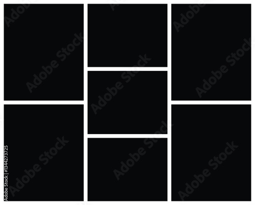 Creative grid photo collage mockup template. Abstract picture album for mood board and portfolio presentation. Wall gallery layout design for presentation, poster, web, banner, photo wall template.