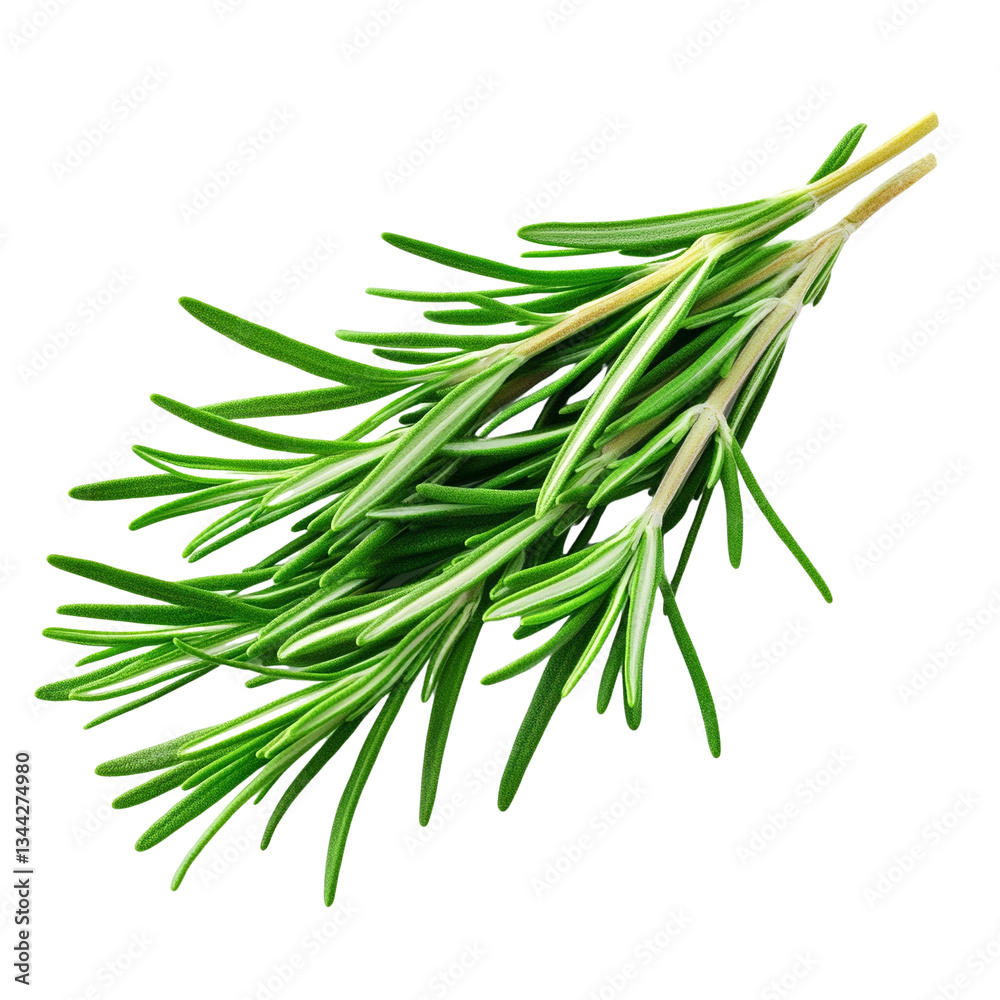 Fototapeta premium Fresh green rosemary herb sprig for culinary use isolated on transparent background