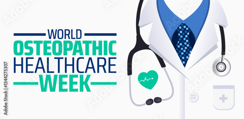 World Osteopathic Healthcare Week background banner or poster design template. observed every year in  April. Holiday concept. Use to any Template, card, poster, placard, template.