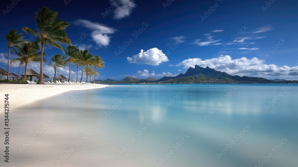 Relax on a serene beach with crystal-clear waters, palm trees, and gentle breezes, perfect for a summer escape Relax on a serene beach with crystal-clear waters, palm trees, and gentle breezes, perfect for a summer escape