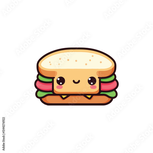 kawaii sandwich vector, kawaii food