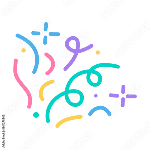 colorful confetti that shoots out from the party base for birthday surprise. Vector Illustration.