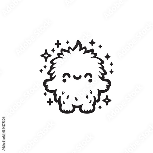  kawaii yeti snowby  silhouette vector