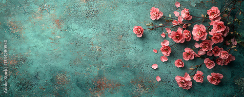 Ranunculus Floral Banner with Offcenter Layout and clean copy space