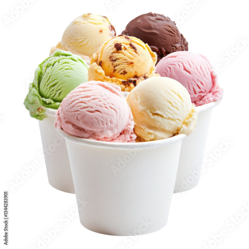 Various colorful ice cream in paper cup