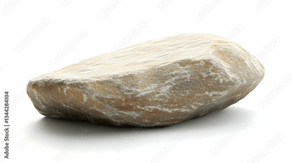 Beige rock isolated on white background, geology sample Beige rock isolated on white background, geology sample
